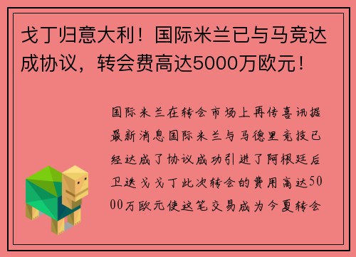 戈丁归意大利！国际米兰已与马竞达成协议，转会费高达5000万欧元！